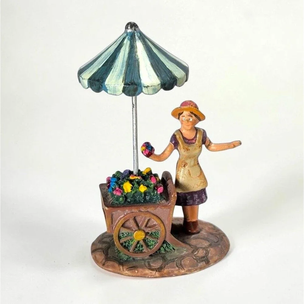 Hawthorne Village Falbrooke Florist Lady Figurine 1999 Flower Cart Vintage Decor